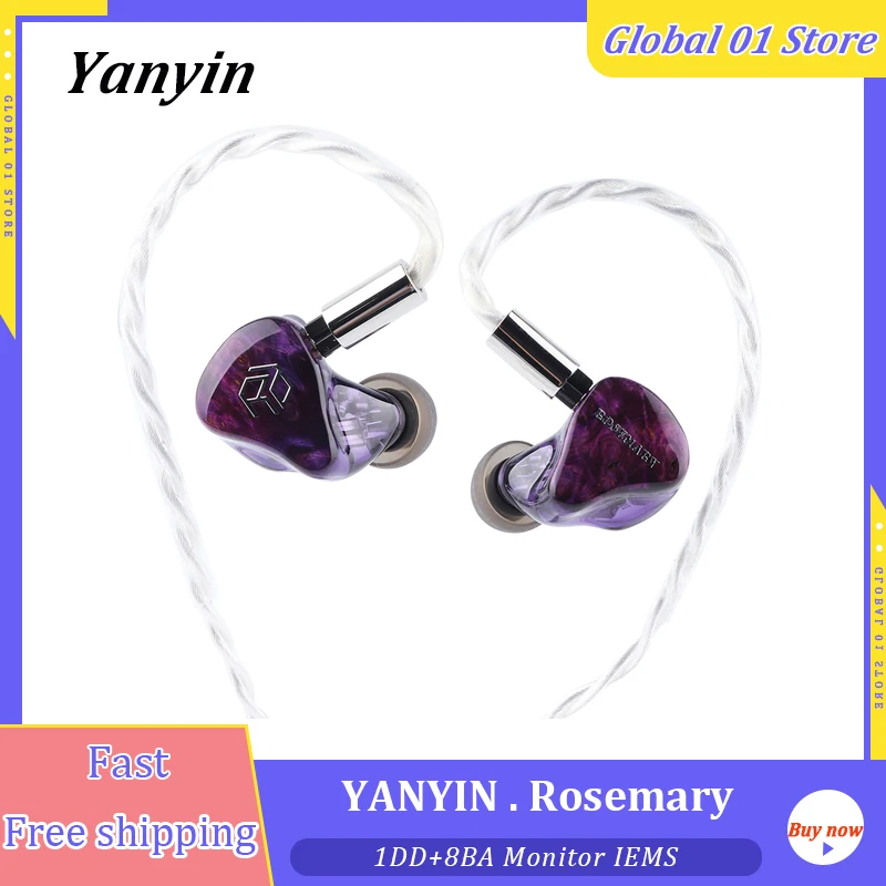 

Yanyin Rosemary 8BA + 1 Dynamic Driver Hybrid IEMs 2Pin 0.78mm HiFi Music Monitor In Ear Earphones 3 Tone Tuning Switches