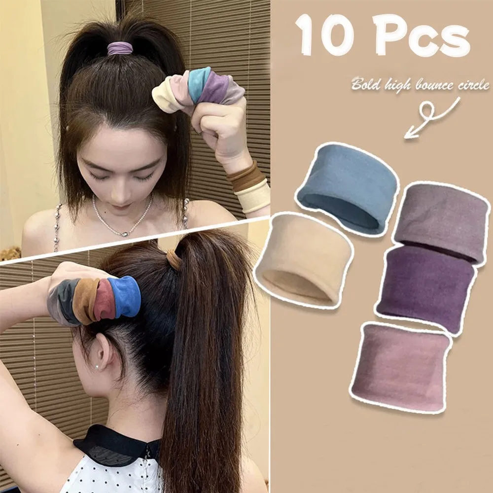 

10Pcs/Set Elastic Hair Bands Spiral Hair Ties Hair Accessories Fashion Hair Bands Headband Solid Color Hair Loop Hair Rope