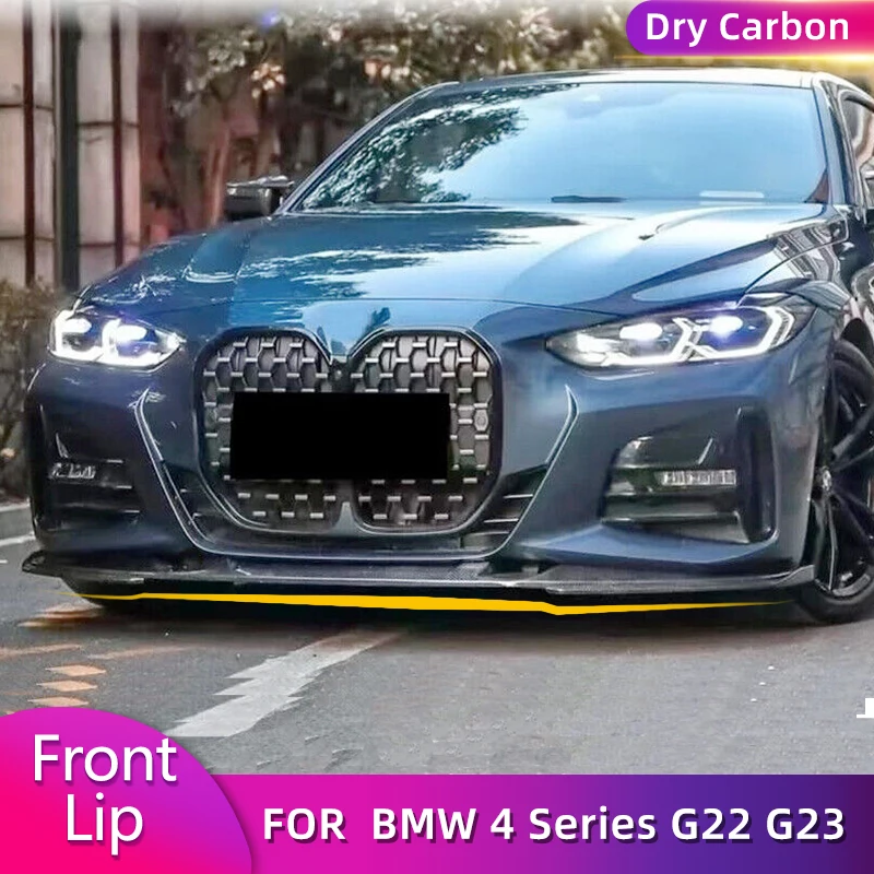 

Dry Carbon Car Front Bumper Lip Spoiler Splitters Apron For BMW 4 Series G22 G23 G26 440i Gran Coupe M Sport 2021 2022