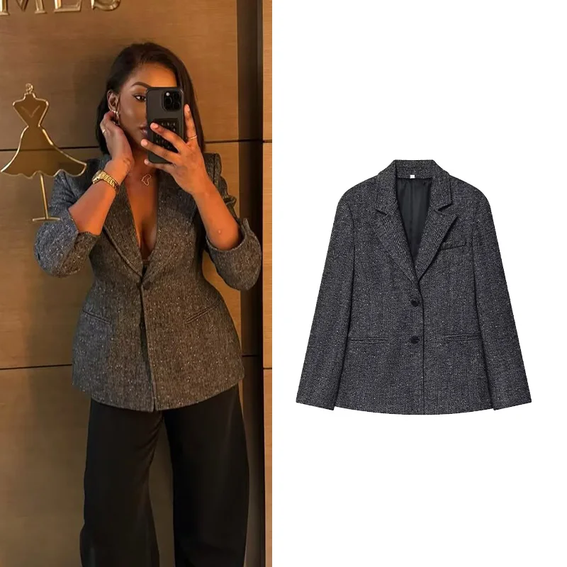 

Женский пиджак с баской, весенний офисный женский воротник с лацканами, длинный рукав, карман на пуговицах, женские топы, шикарные женские пальто