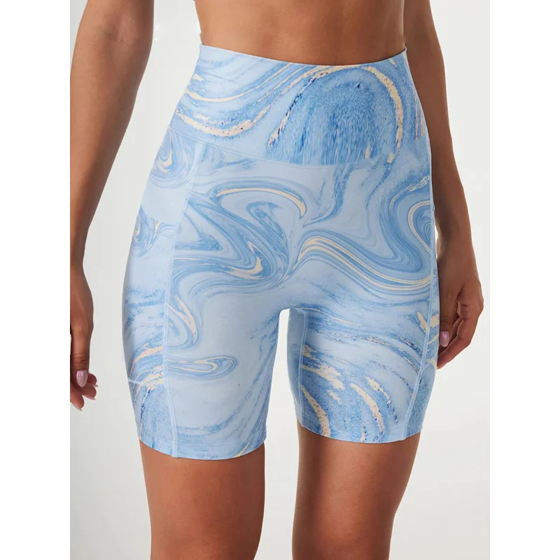 WESTSHAN-pantalones cortos con estampado de Yoga para mujer, Shorts ajustados para correr, talla europea y estadounidense, alta calidad, cintura alta, levantamiento de cadera