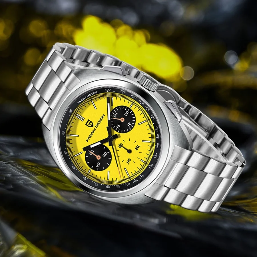 PAGANI DESIGN 2026 New Quartz Panda Dial Watch All Steel Japan Movt Luxury Chronograph Sapphire Luminous Waterproof Men Watch