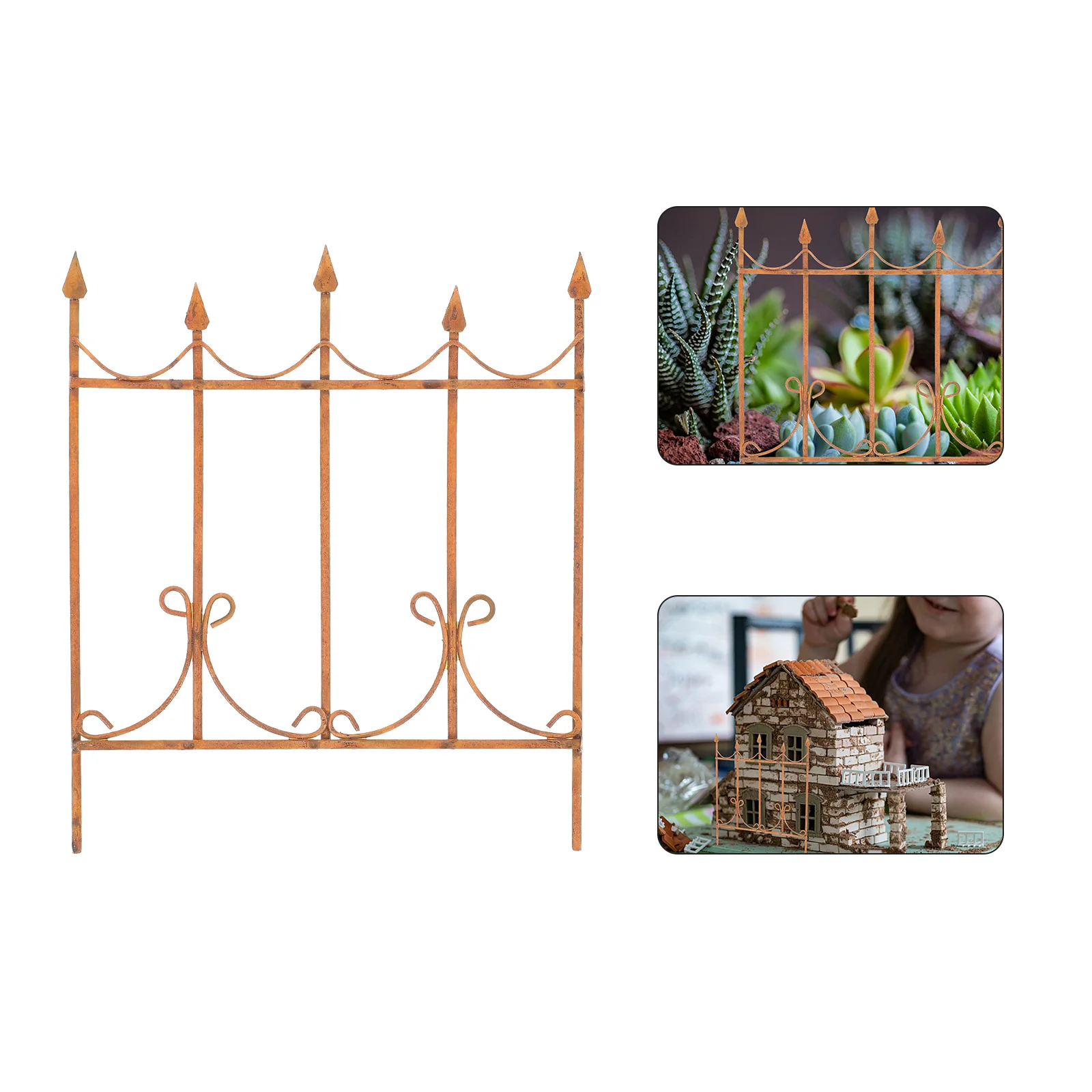 

Fairy Mini Fence Toys Miniature 12X103cm Iron Garden Ornament Simulation Decor