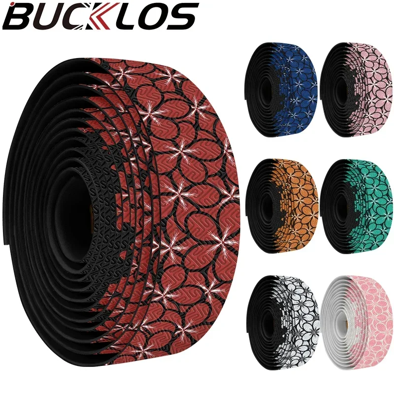 

BUCKLOS Road Bike Handlebar Tape Waterproof Racing Bike Straps Flower Print Bar Tape Non-slip Shock Absorption Handlebar Tape