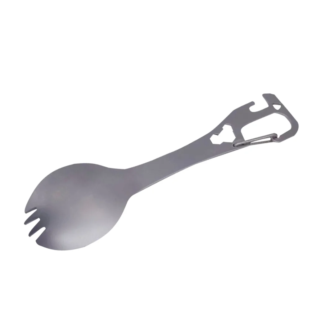 

Stainless Steel Spoon Spork Camping Spork Camping Multifunctional Bottle Opener Can Travel Outdoor Utensil Silver