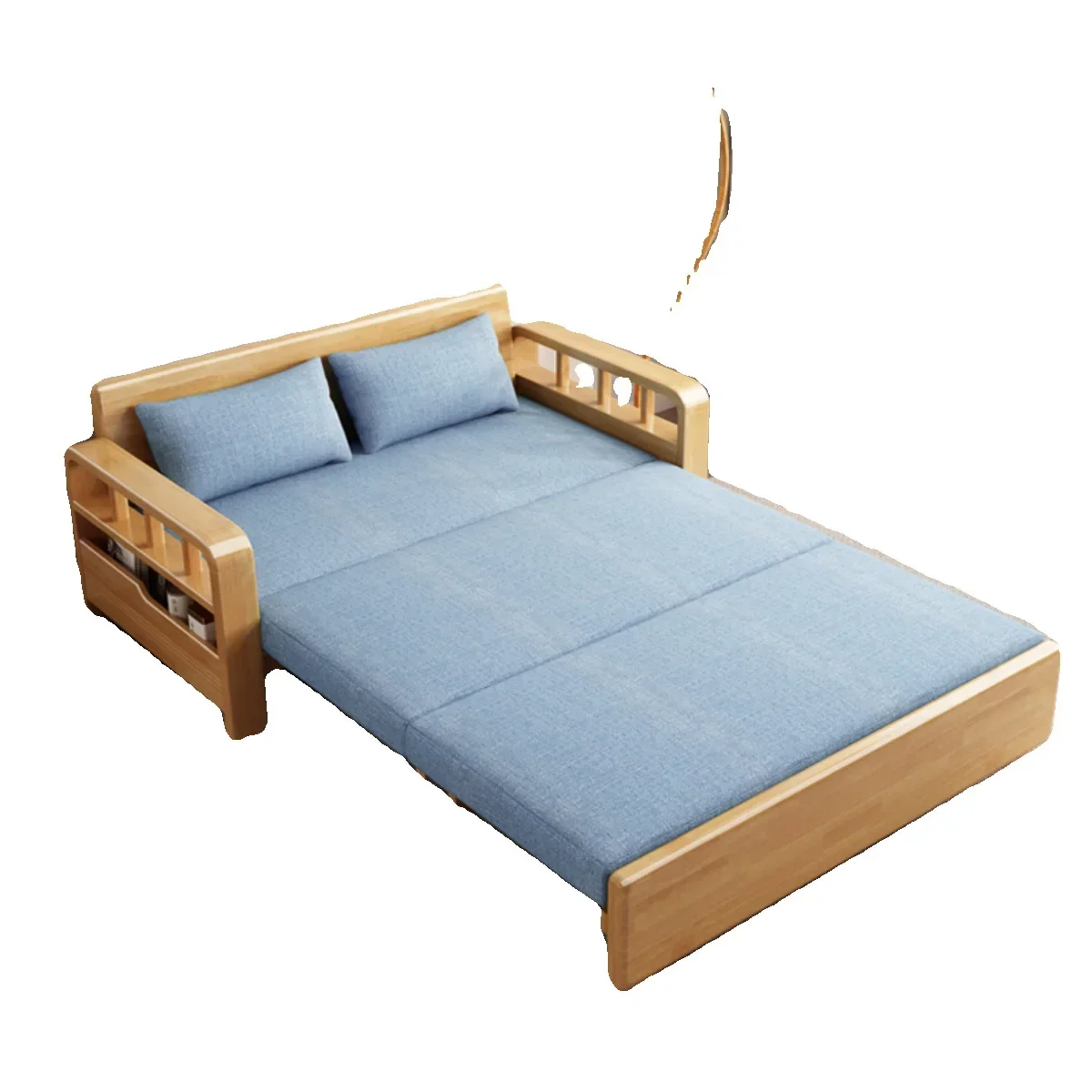 Solid wood sofa bed folding dual-purpose simple small apartment living room retractable sofa new household multi-functional bed