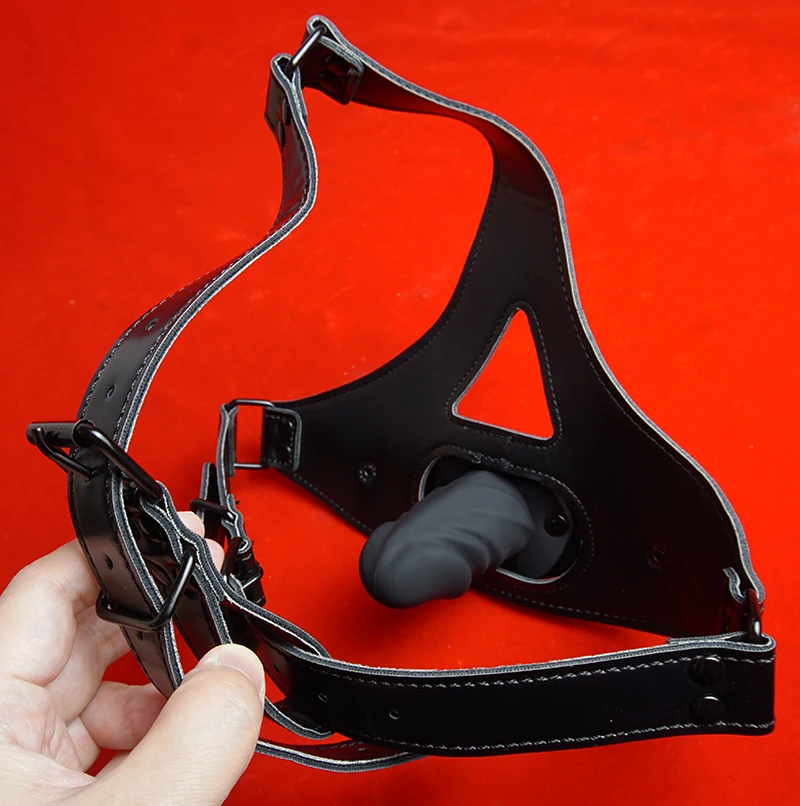 BDSM Detachable Dildo Mouth Gag,Faux Leather SM Head Harness Mask,Bondage Restraints,Sex Toys for Couples view 2