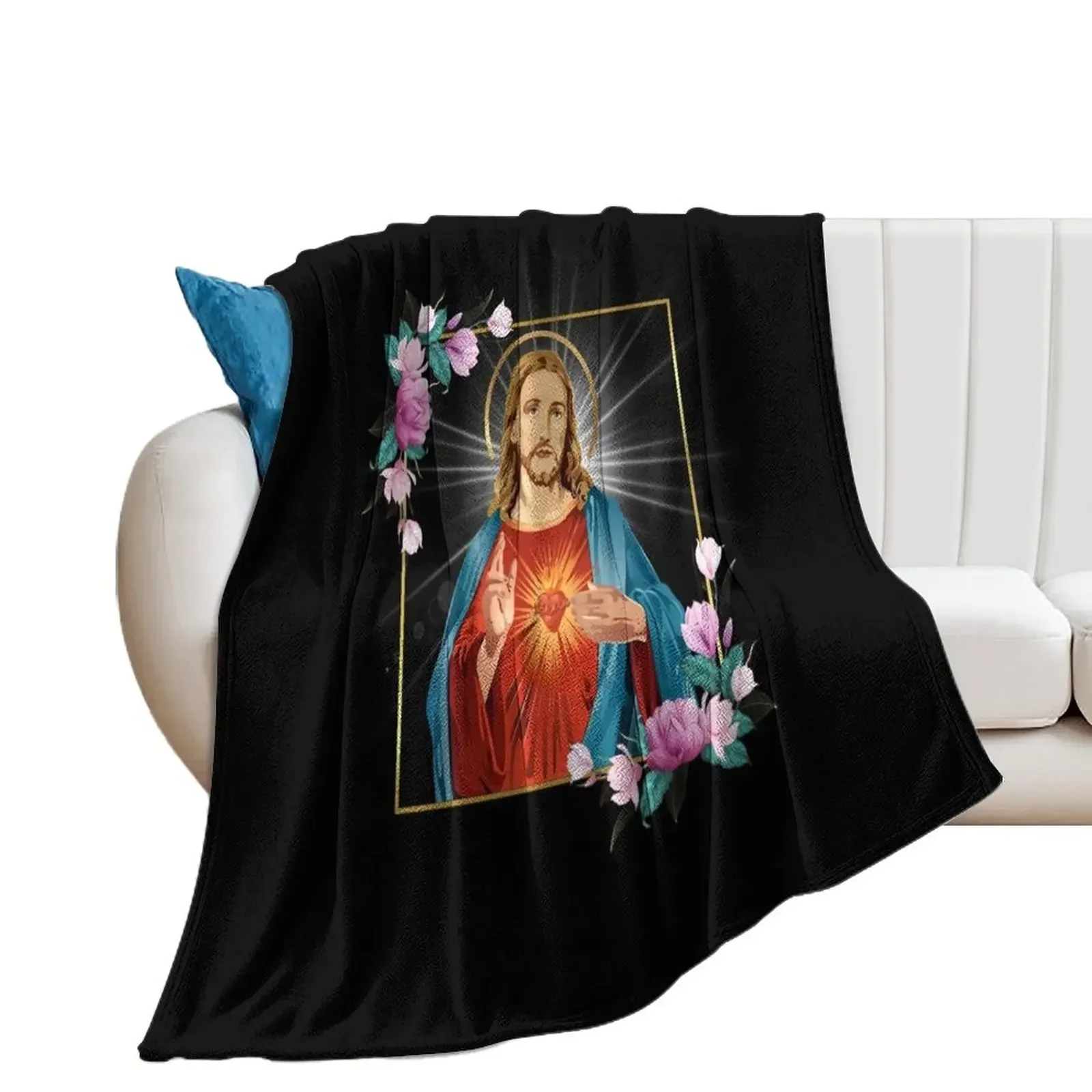 

Immaculate Heart of Jesus Christ Sacred Heart Catholic Gift Throw Blanket Multi-Purpose Sleeping Bag Blankets