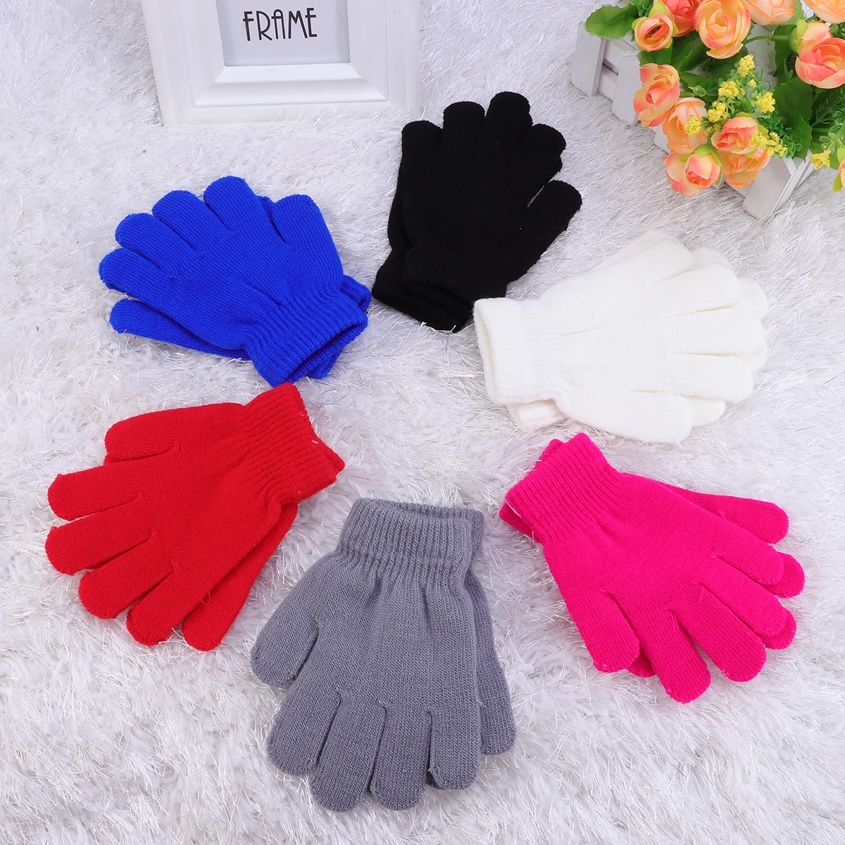

6pcs Kids Gloves Winter Warm Colorful Cold Protection For Children Durable Comfortablelightweight Stretchy Fit For Boys Girls