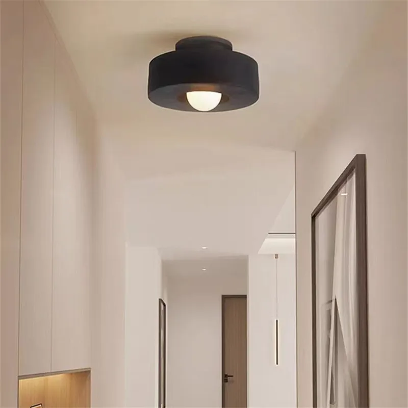 Nordic Wabi Sabi Entrance Ceiling Light Led Corridor Corridor Light Minimalist E27 Bulb Bedroom Study Home Decoration Lighting