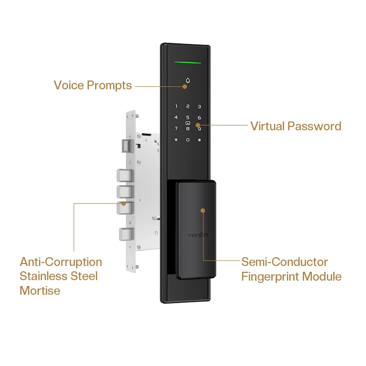 Tuya インテリジェント Bluetooth スマートドアロック家電自動キーレス指紋認識アプリ防水カード