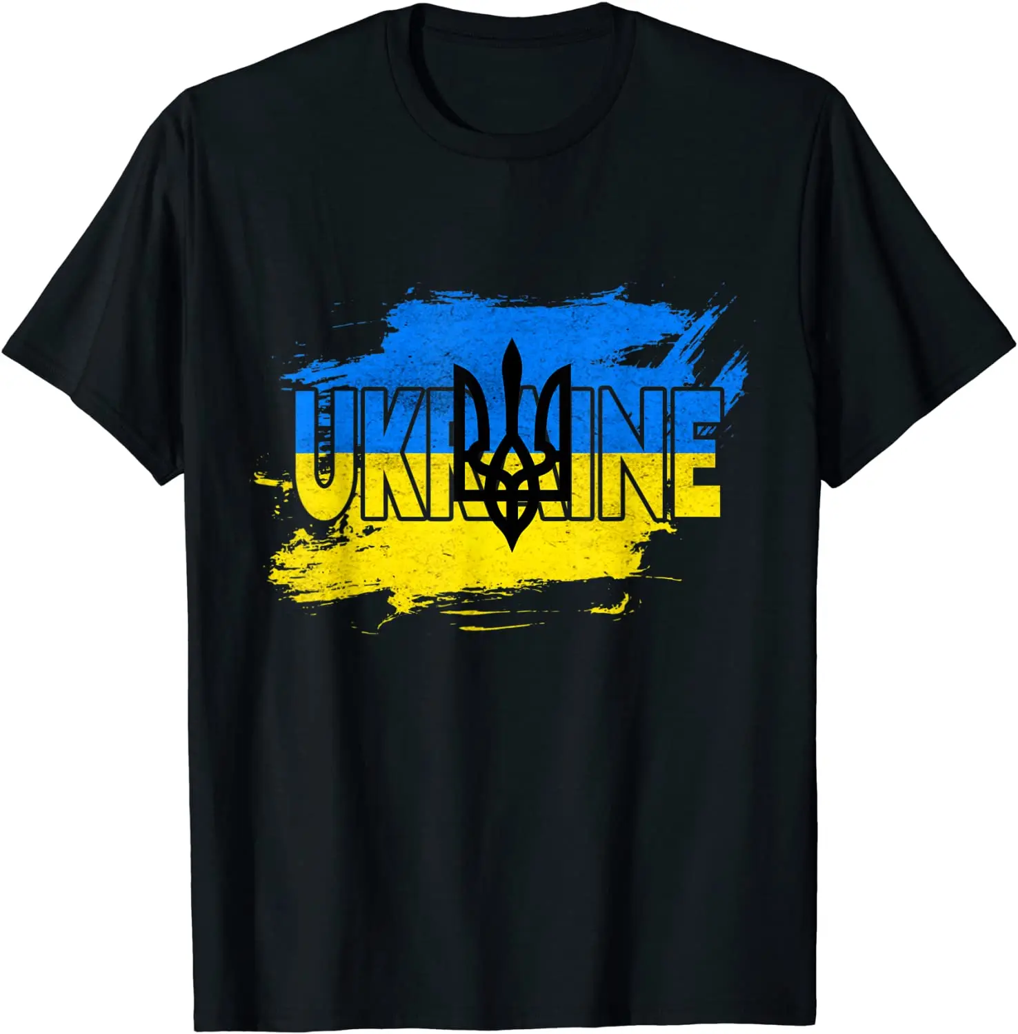 Ukraine Trident Coat of Arms Ukrainian Flag T-Shirt 100% Cotton O-Neck Summer Short Sleeve Casual Mens T-shirt Size S-3XL