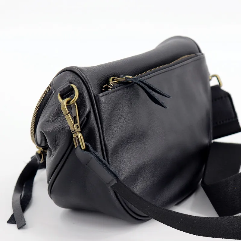 Vintage Women Wide Single Strap Saddle Crossbody Bag Genuine Leather Tote Bag Female Semicircle Design Shoulder Messenger Bag