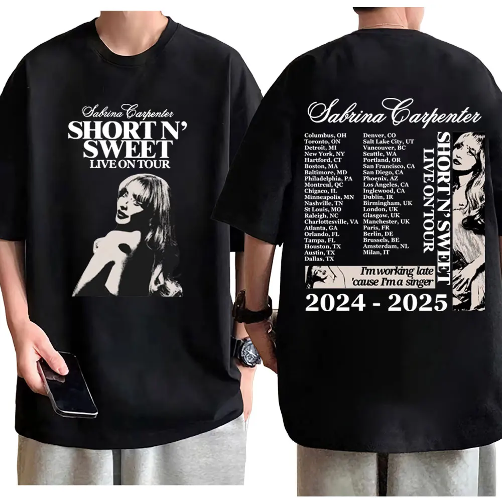 

Sabrina Carpenter Short N' Sweet Live on Tour T-shirt Fashion Vintage Aesthetic T-shirts Unisex Casual Pure Cotton Loose T Shirt