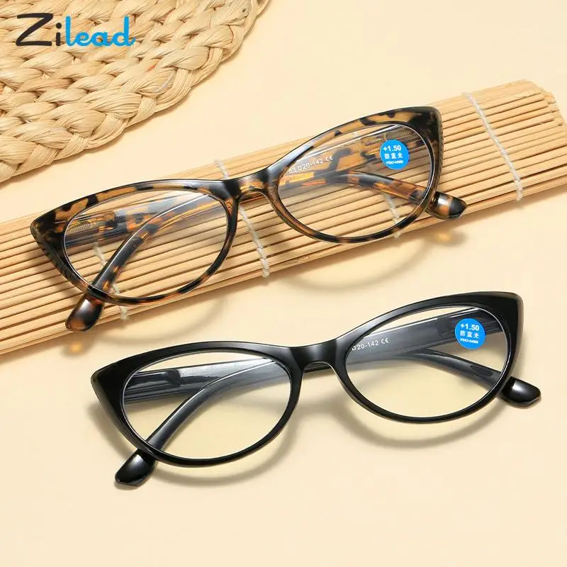 

Zilead Women Cat Eye Reading Glasses Retro Small Anti Blue Light Presbyopic Eyeglasses Ladies Ultralight Fashion Reading Eyewear