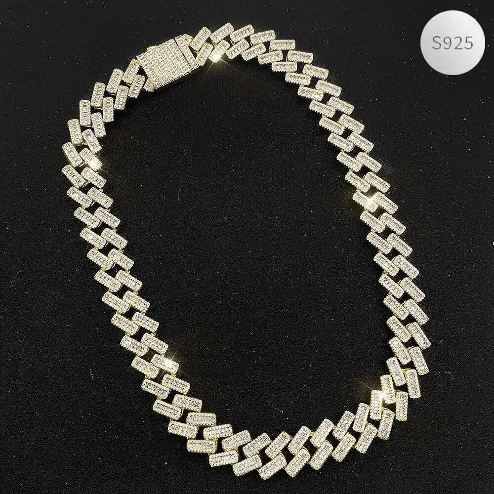 

Hip Hop Jewelry Moissanite Vvs 925 Sterling Silver Cuban Link Chain Necklace for Women Men