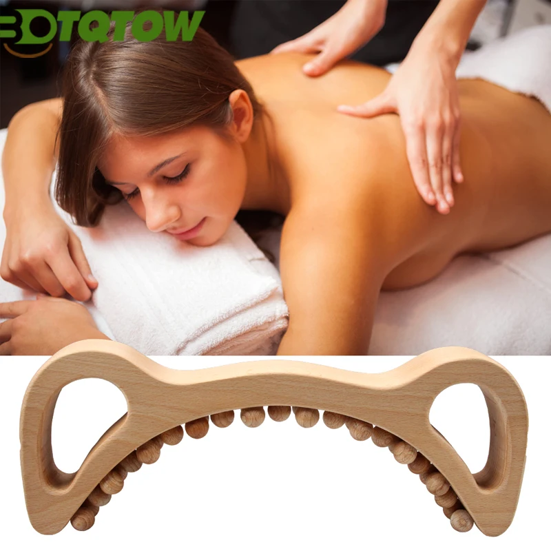 1PC Guasha Wood Stick Tools Wooden Therapy Scraping Massager - Double Row 29 Beads Point Treatment Gua Sha Tools for Back Leg