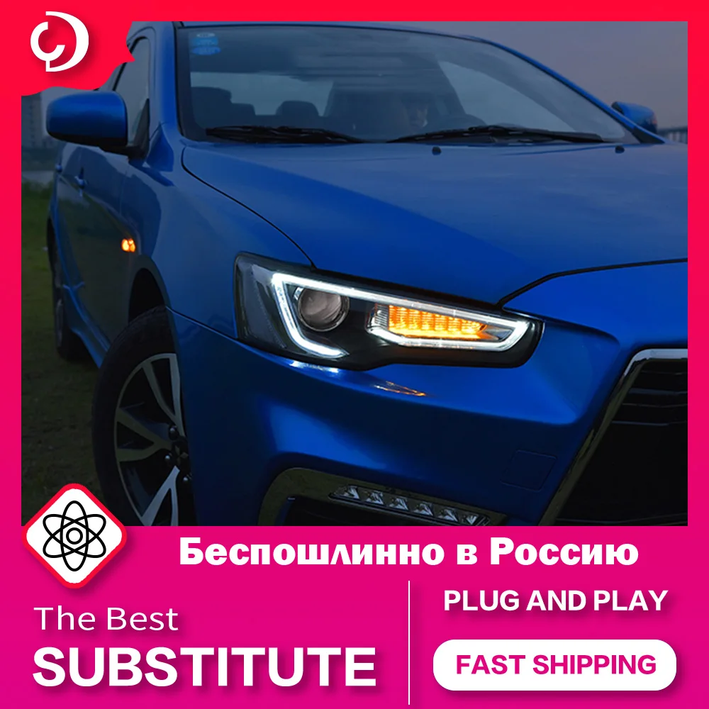 AKD Car Styling Headlights for Lancer EVO EX 2008-2016 LED Headlight DRL Turn Signal Light Led Projector Auto Accessories