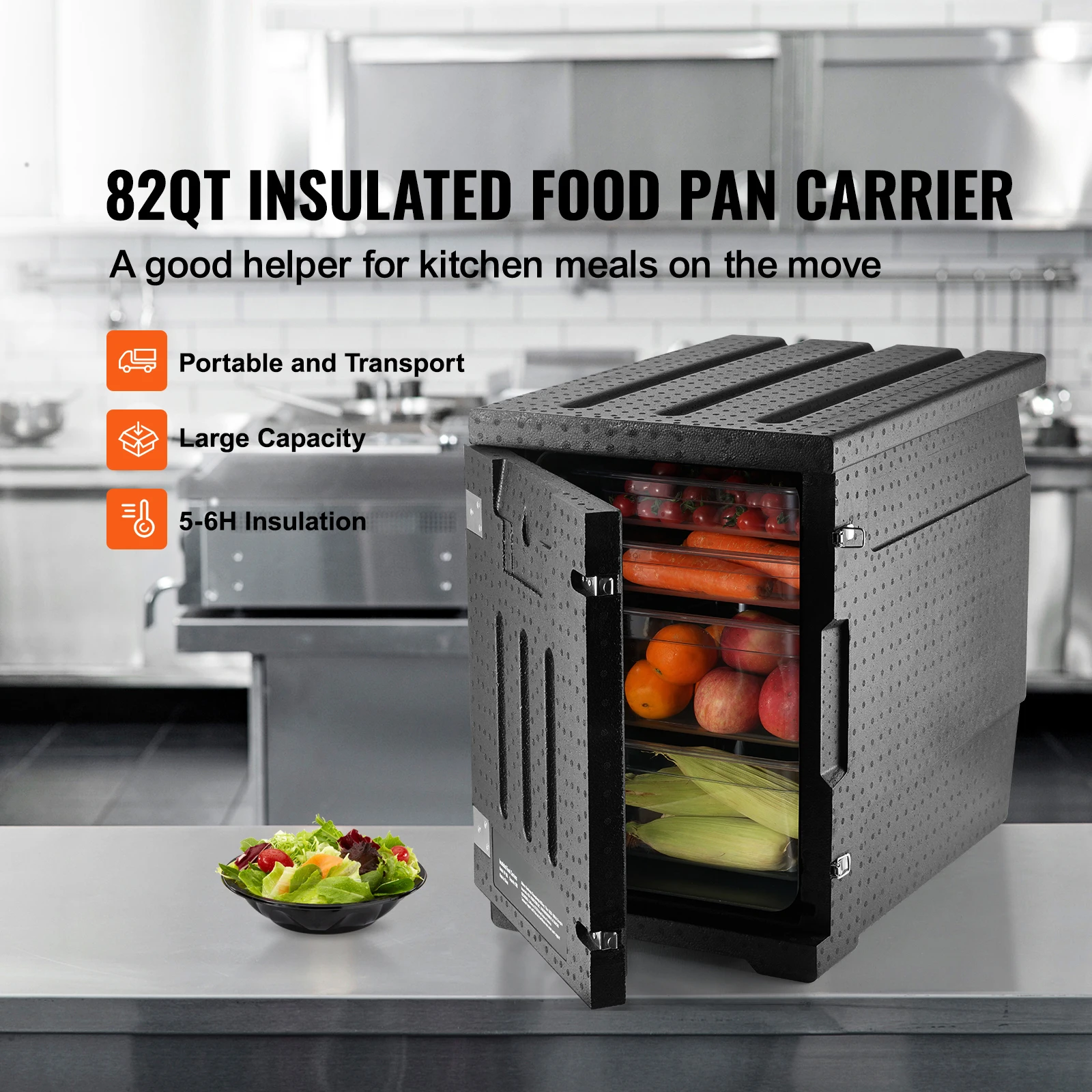 SucceBuy 82Qt حامل مقلاة الطعام معزول صندوق أطباق محمول قابل للتكديس لتدفئة الطعام للمطعم والمقصف