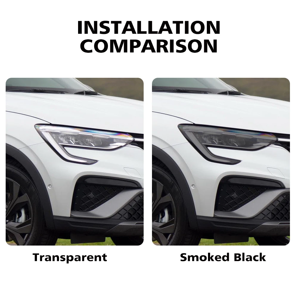 Anti-Scratch TPU PPF Headlight Cover for Renault Arkana 2019-2026 High Gloss Smoke Black Pre-Cut Vinyl Wrap Protection Film Kit