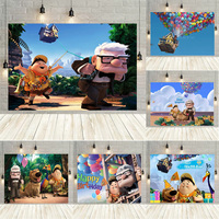 Disney Pixar Movie UP Backdrop  Kids Birthday Party Banner  UP Cake Table Decor Baby Shower Party supplies Photo props.