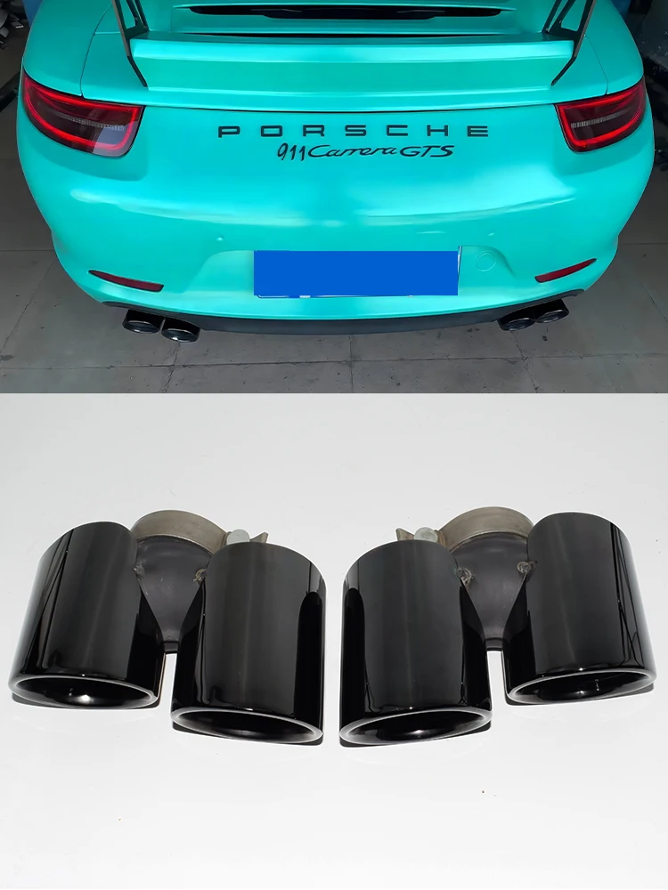 Voor 2013-2019 Porsche 911 Carrera 911.1 911.2 Uitlaatpijp Upgrade Rvs Zwart Quad Uitlaat Tip Nozzle - afbeelding 2