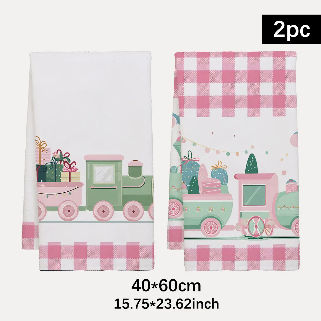 2pcs 40x60cm Pink Series Christmas Dishcloth Tea Towel Kitchen Grid  Cleaning Wash Cloth Girl Women Merry Christmas Gifts