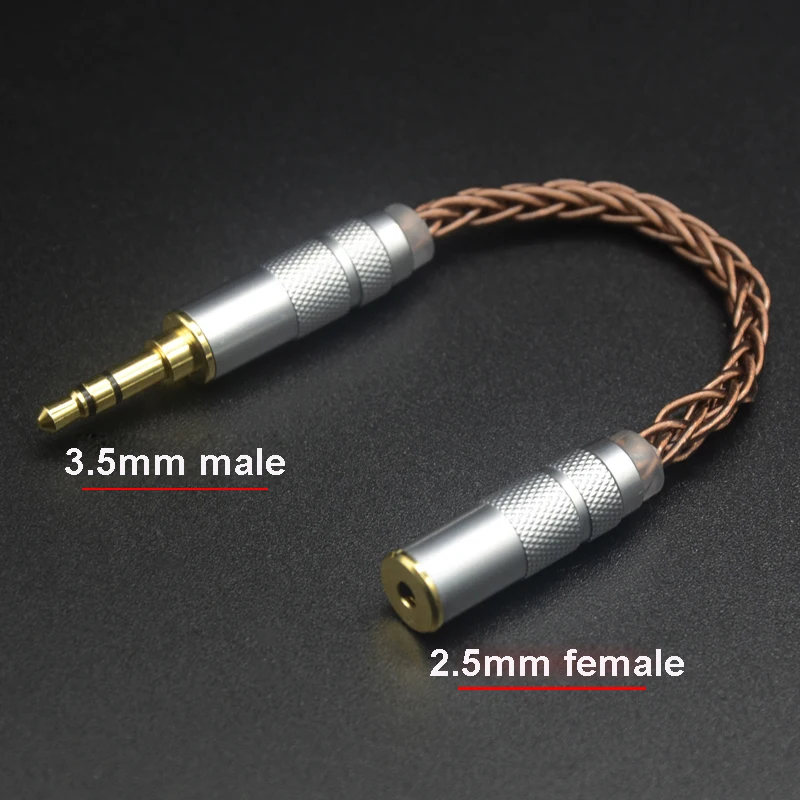Srebrny kabel ulepszony 4.4MM zbalansowany męski do 3.5MM Adapter żeński srebrny wtyczka słuchawkowa konwersji kabla 10cm — zdjęcie produktu 3