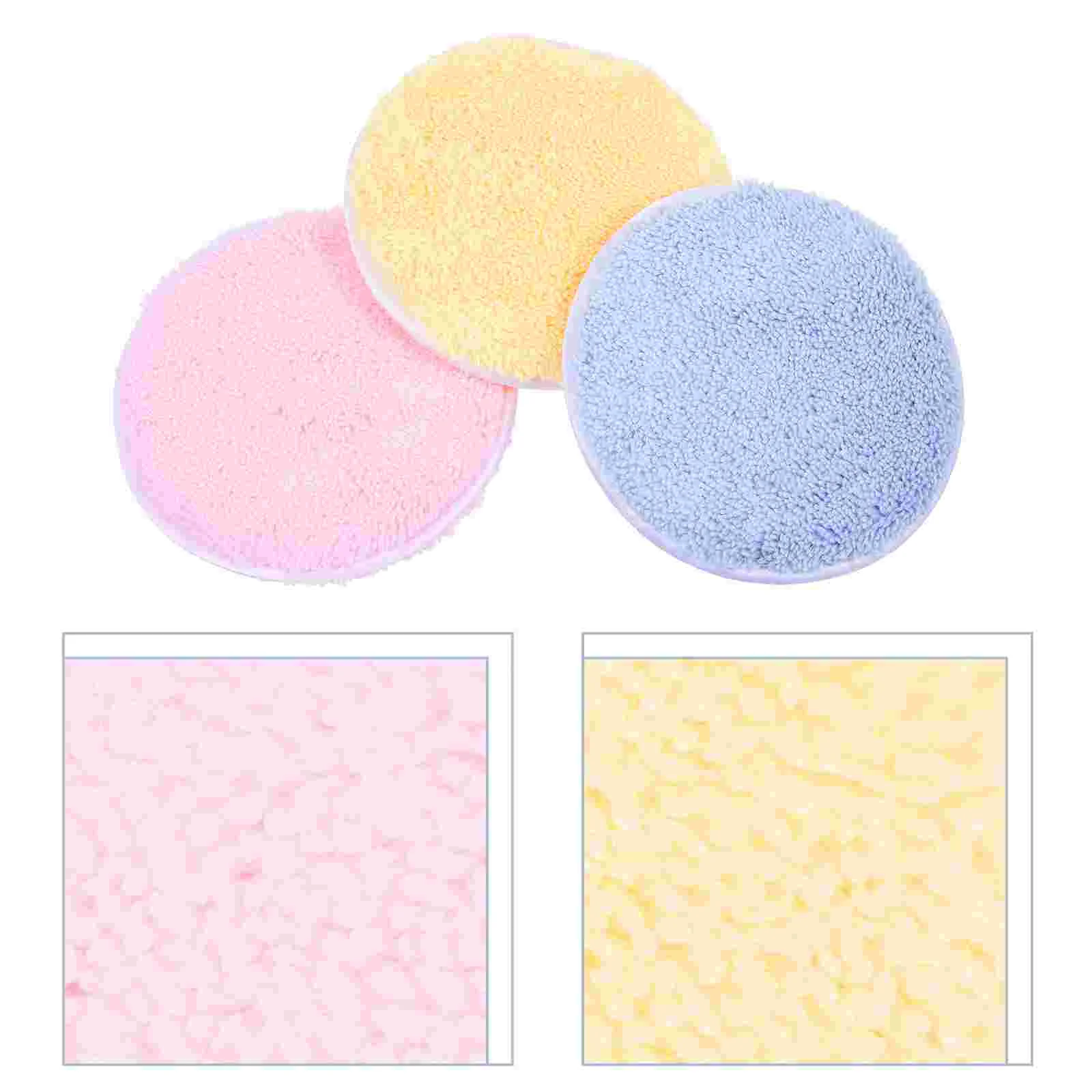 3 Pcs Round Cleansing Pads Woman Makeup Accessory Compact Powder Puff Small Face Cleaning Comfortable Cosmetics Rounded Puffs