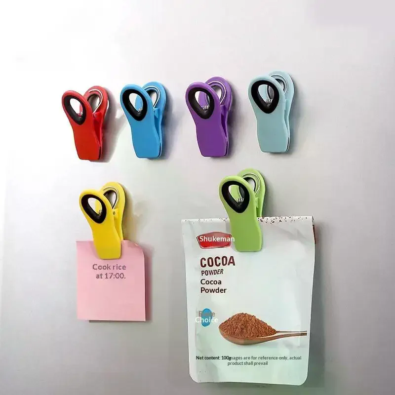 Moisture-proof Refrigerator Magnetic Clip Food Grade Strong Magnet Memo Note Magnet Clip Non-slip Food Sealing Clip Food