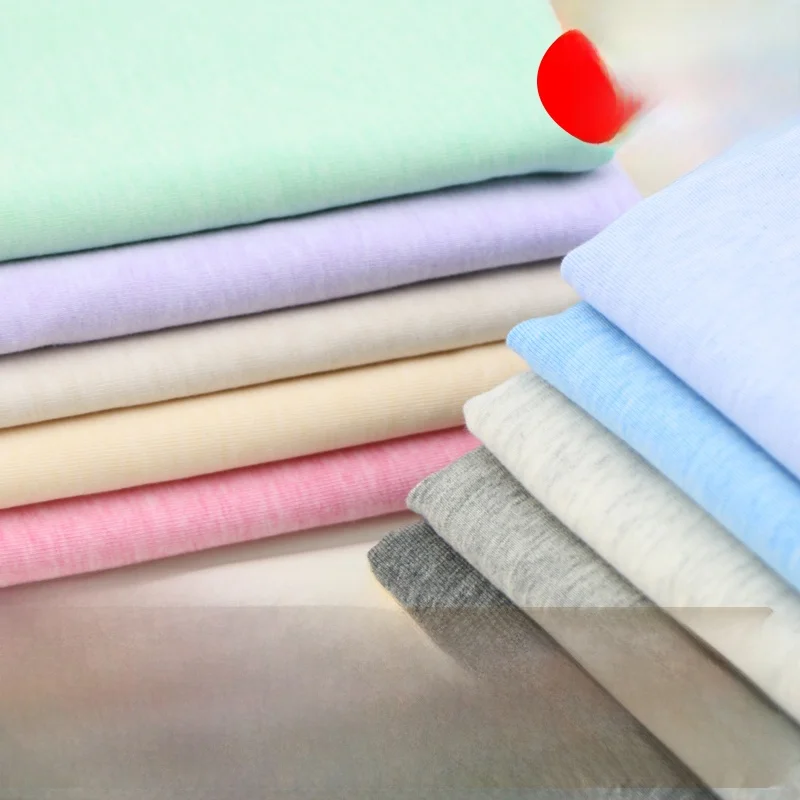 Natural Cotton Knitted Fabric Elastic Spring Summer T-Shirt Base Layer for Babies Pure Cotton Knitwear Breathable Soft