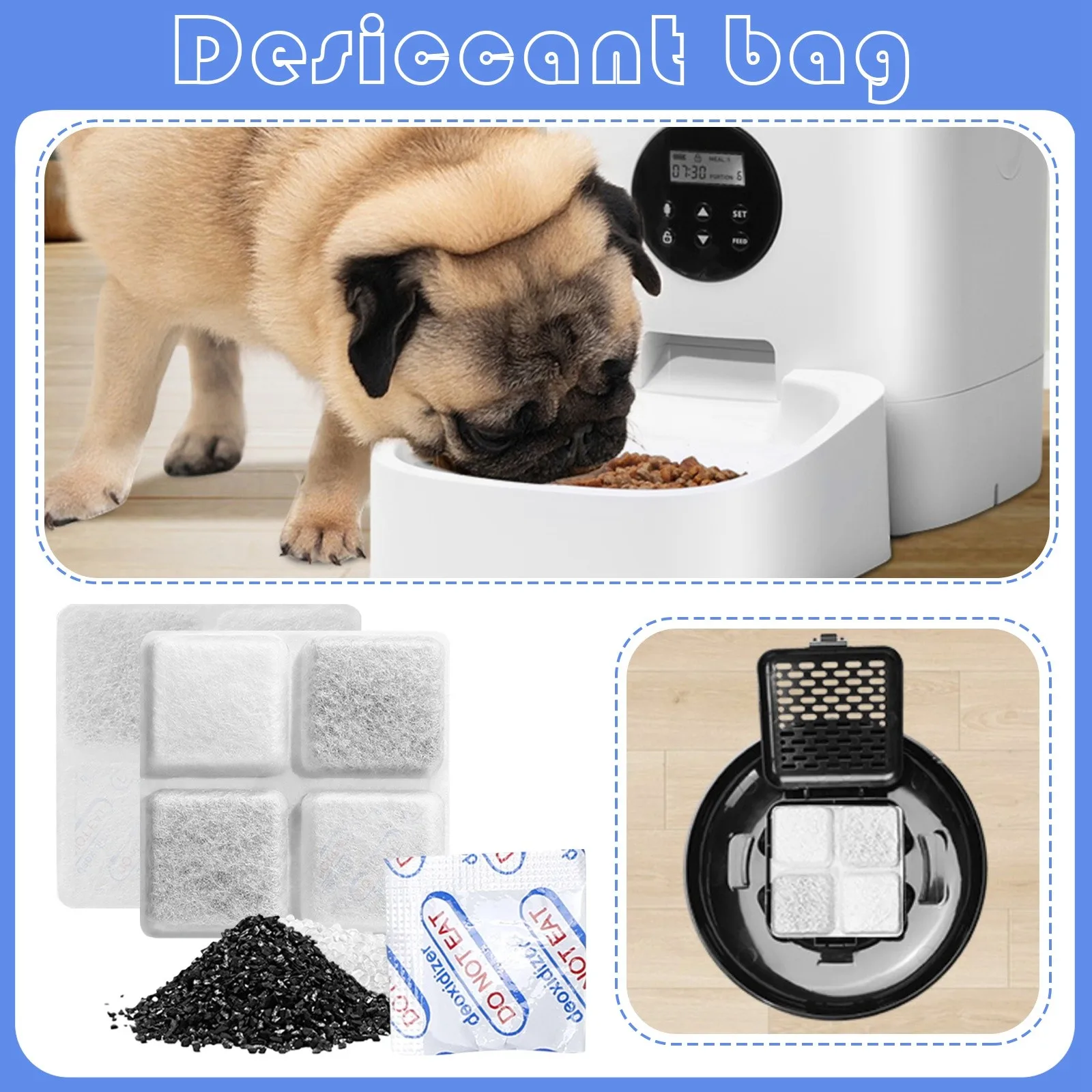 Pet Food Desiccant Bag, Replacement Desiccant Bags Automatic Pet Feeders,Keep Cat Food & Dog Food Dry And Fresh