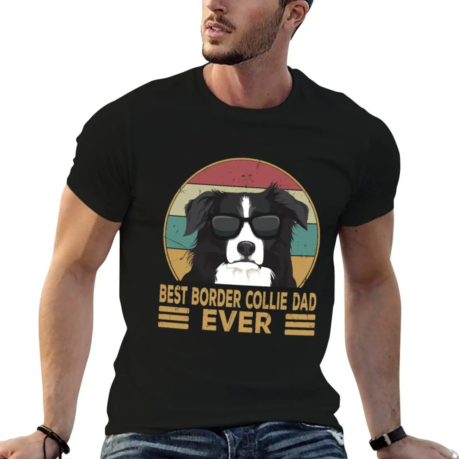 Best border collie dad ever T-Shirt valentines clothes korean fashion slim fit t shirts for men