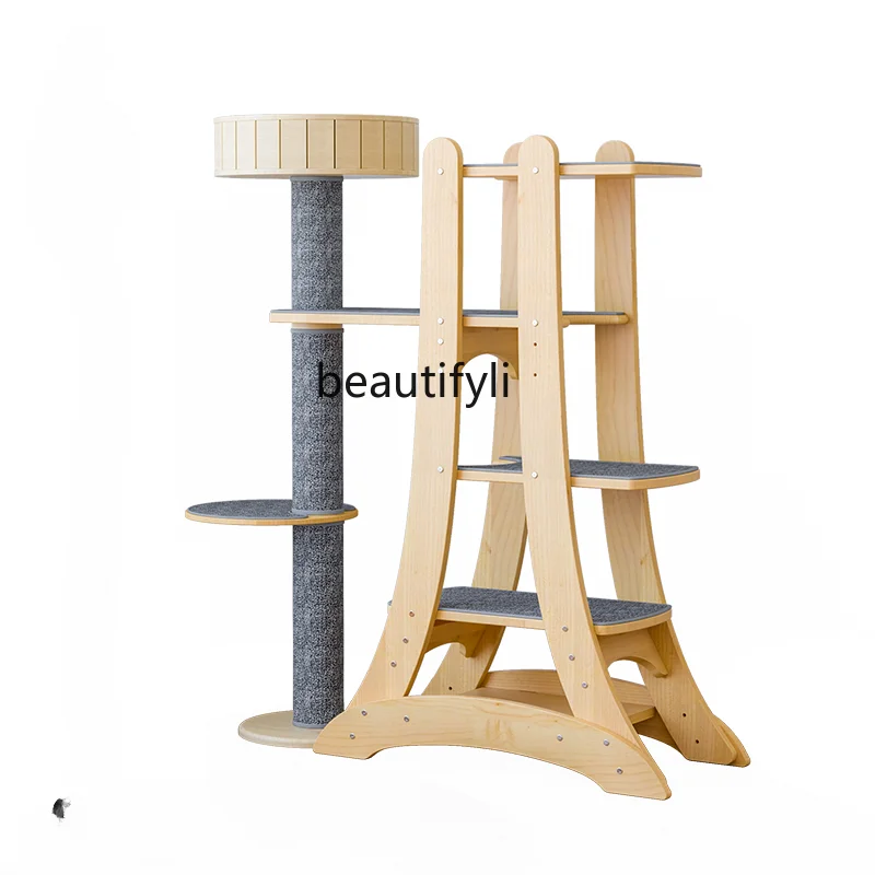 Solid wood climbing frame replaceable scratching blanket cat scratching board integrated small short-legged cat scratching post