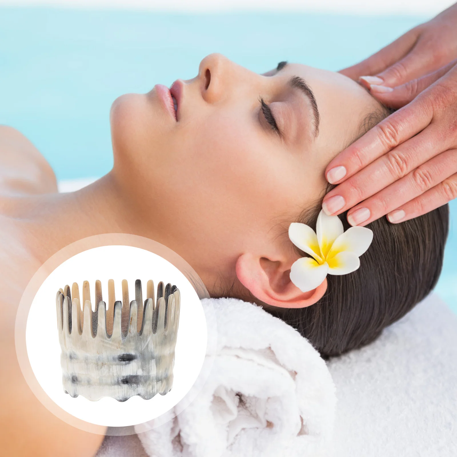 

1 шт., массажная расческа с рогом, высококлассный материал, гладкие зубы, удобный массаж кожи головы, компактный стимулятор кровообращения