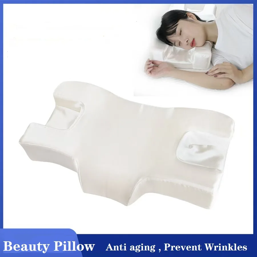 Anti Wrinkle Pillows for Women, Back Sleeper Beauty Pillow, Ergonomic Neck Pillow For Side Sleepers, Memory Foam Pillow