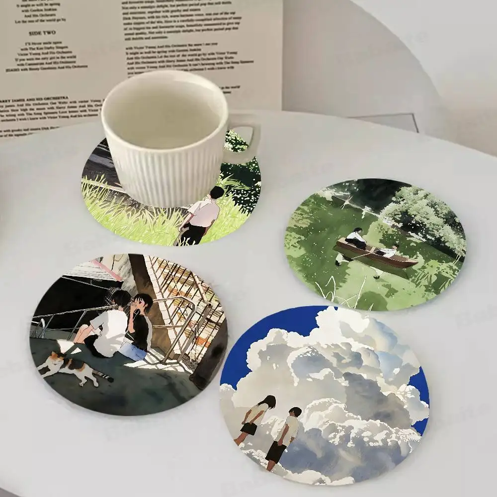 Person S-Seong Ryul Vintage Wooden Designs for Coffee & Tea, Washable Art Pieces for Cozy Home Cafe