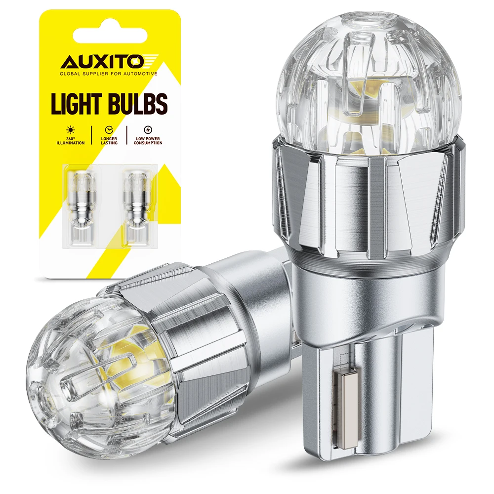 AUXITO 2Pcs W5W LED T10 Canbus White Red Amber Interior Lamp Reading Dome Parking Position Light 12V Auto No Error 194 168 Bulb