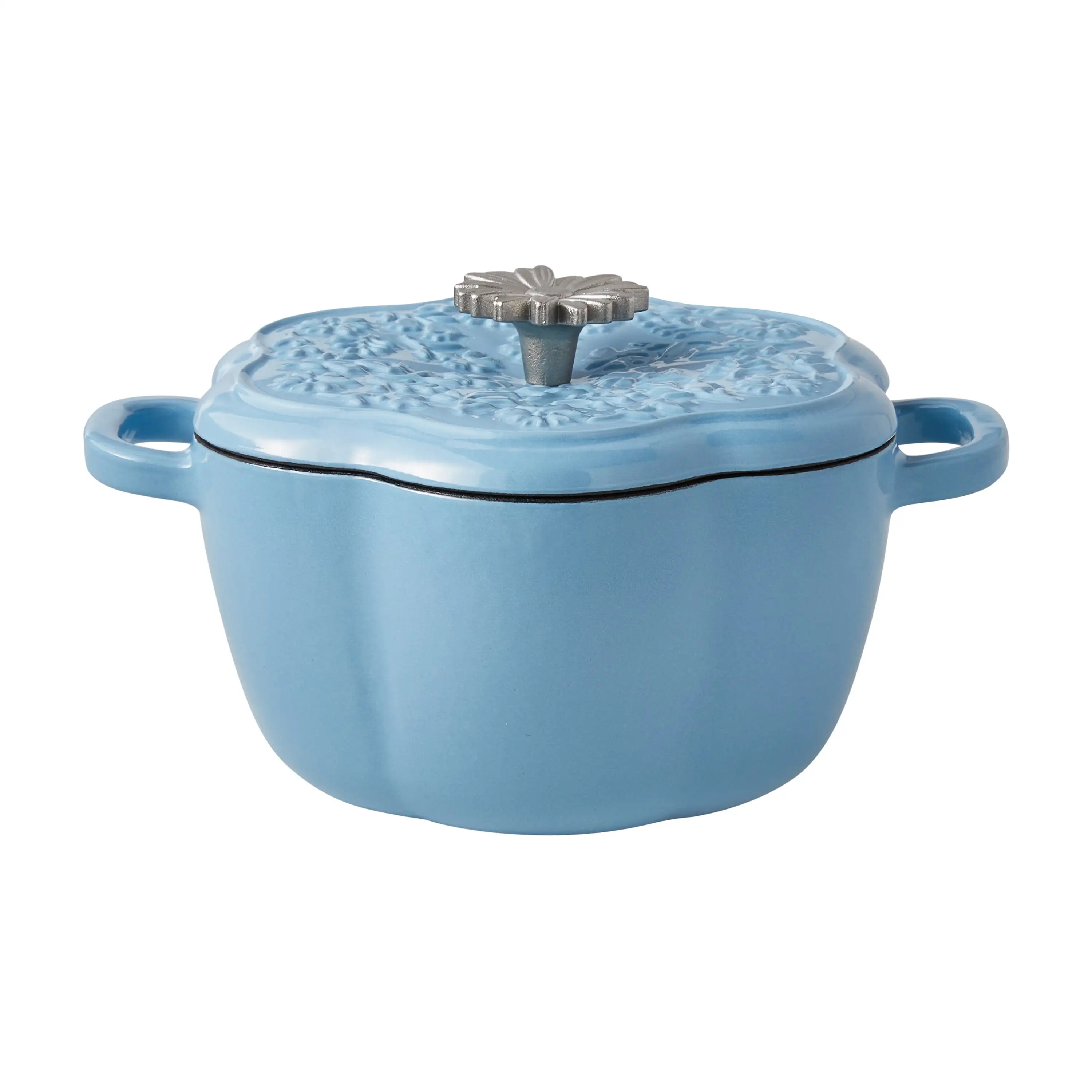 

Floral Enamel on Cast Iron 2-Quart Dutch Oven with Lid, Periwinkle