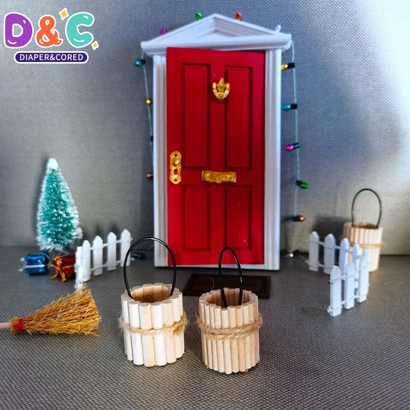 1Pc Dollhouse Miniature Supplies Simulated Small Furniture Wooden Barrel DIY Scene Model Photography Props Dollhouse Accessories