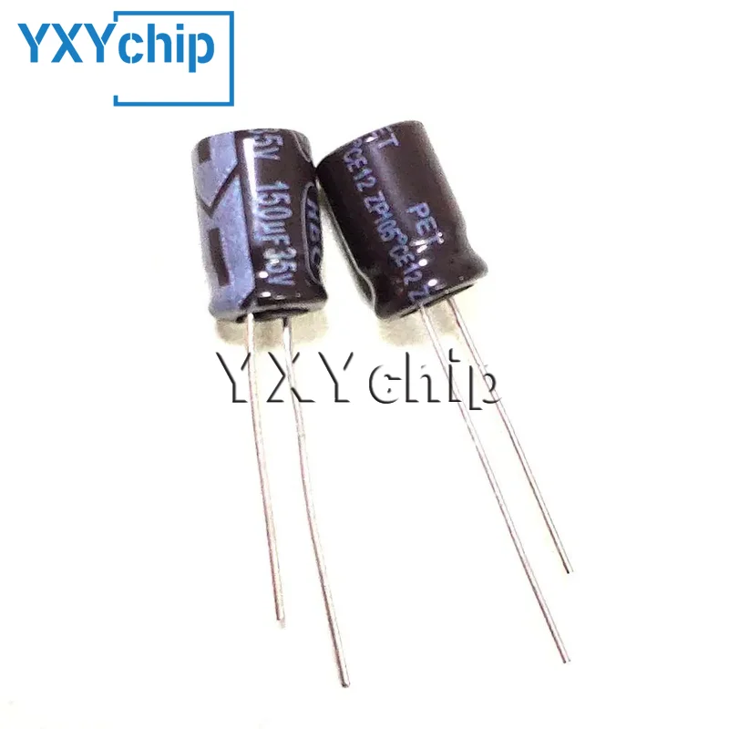 10ชิ้น150uF 35โวลต์150MFD 35VDC 8*12มิลลิเมตรอลูมิเนียม Electrolytic Capacitor รัศมี