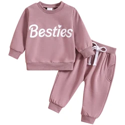 2Piece Spring Autumn Newborn Girls Clothes Korean Outfit Sets Casual Letter Long Sleeve Tops+Pants Baby Luxury Clothing BC837