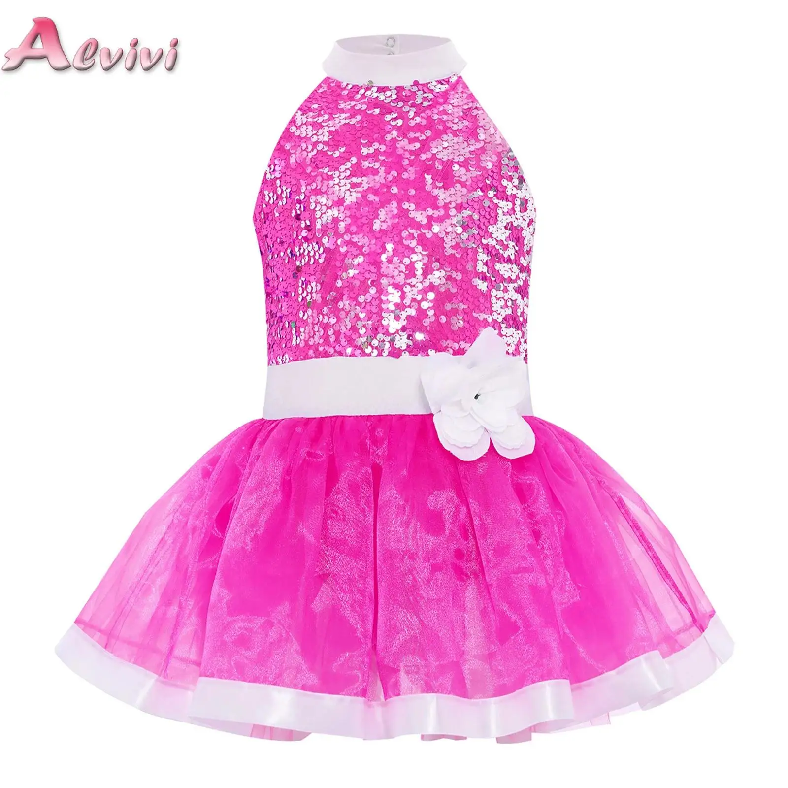 

Kids Girl Layered Tulle Ballet Dance Dresses Sequin Leotard Sparkly Ballerina Outfit Dance Costume for Gymnastics Figure Skating
