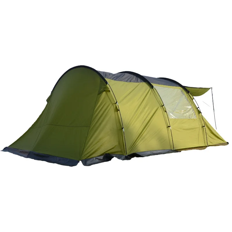 6-8 Person Outdoor Summer Camping Tunnel Tent 2 Rooms 1 Living Room Multi-Person Family Automatic Double Layer Camouflage Field