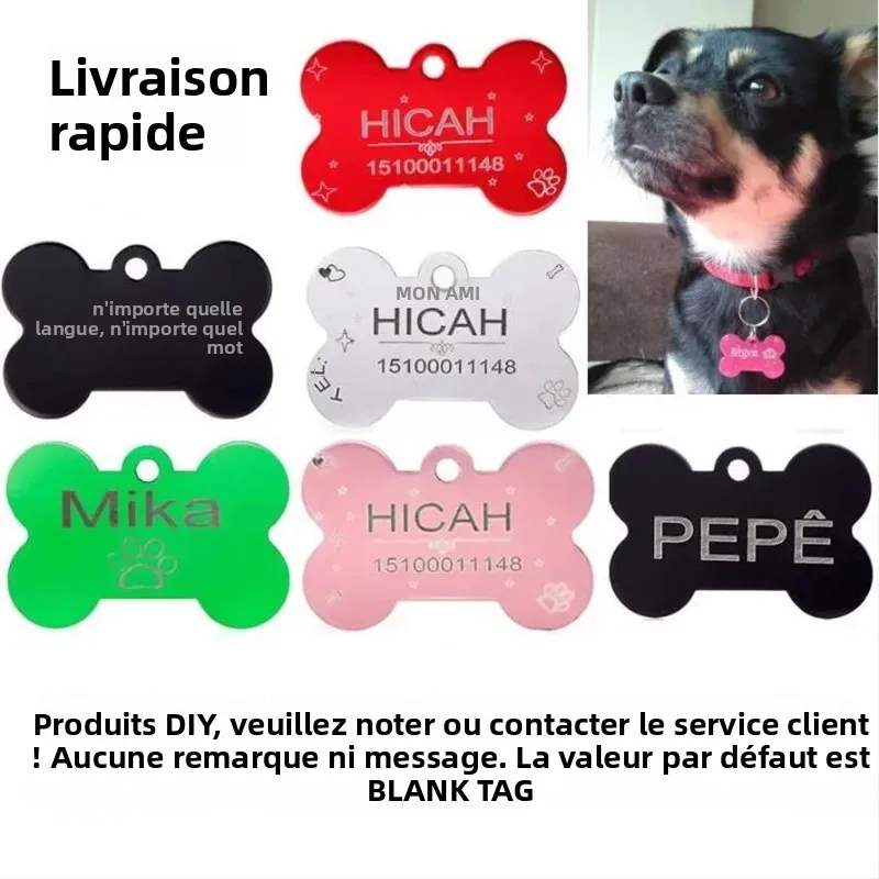 Lot de 2 petites plaques d'identification personnalisées pour chien et chat, collier en aluminium, accessoires pour animaux de compagnie, pour chaton, chiot, produits pour animaux de compagnie