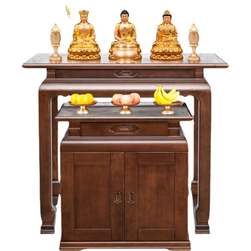 

CX Stone Plate Prayer Altar Table Table New Chinese Incense Table Solid Wood Buddha Niche