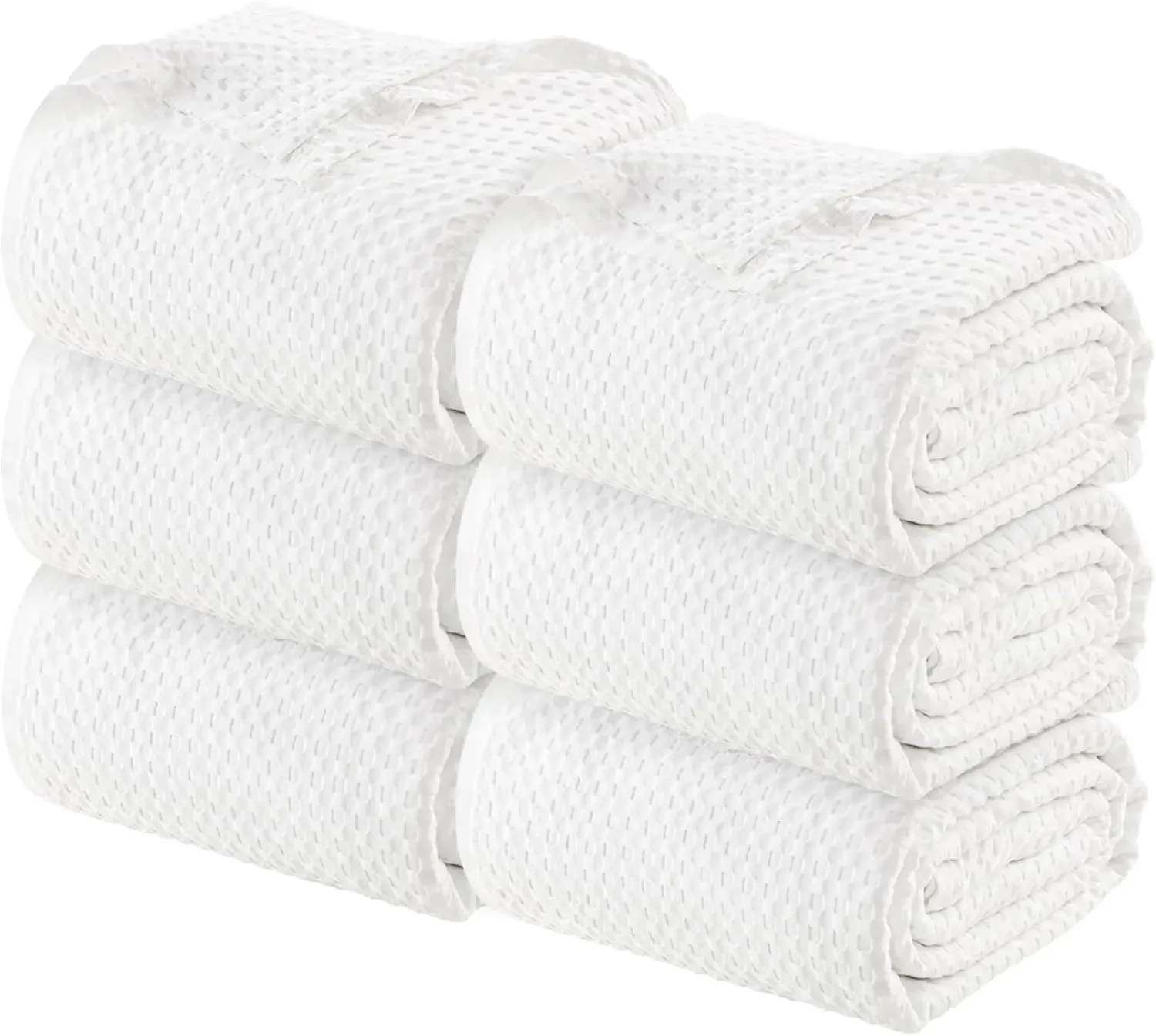 Bulk 6-Pack Hotel Waffle Blankets, King - 90x108 Inch, 100% Cotton, White | Lightweight & Breathable Blanket for Resorts & Guest