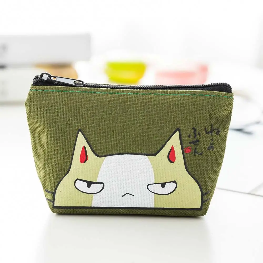 Dompet wanita klasik manis Multifungsi, dengan ritsleting kartun kucing cetak dompet koin kecil tempat kartu tas uang Korea