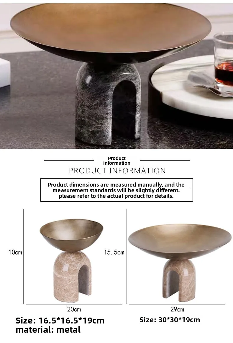Light luxury modern imitation marble arch fruit plate model house sales office living room coffee table table table tray ornamen