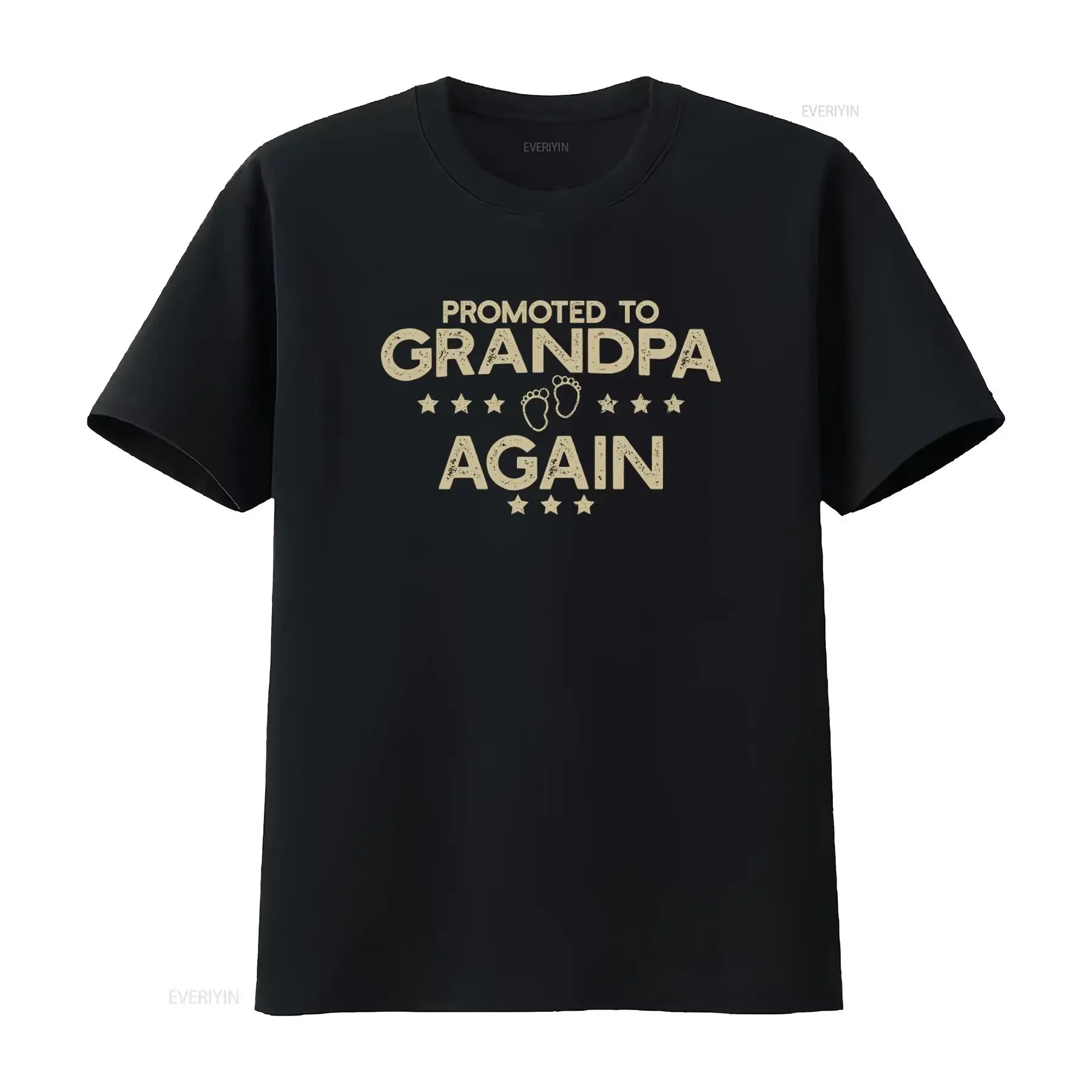Promoted To Grandpa Again T Shirt Grandfather Pregnancy Announcement Baby Reveal Jersey with Footprint Design vintage Washed